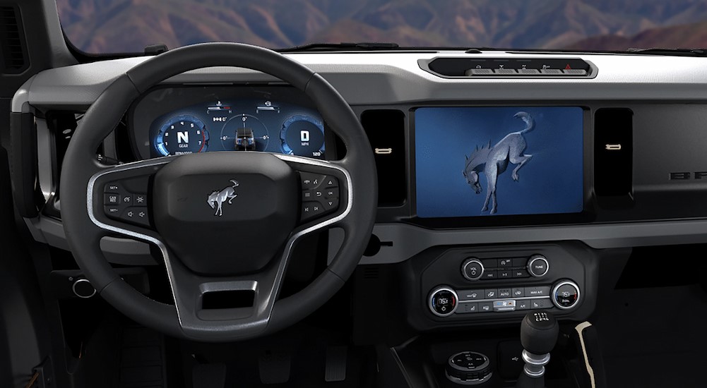 The black dash in a 2025 Ford Bronco for sale.