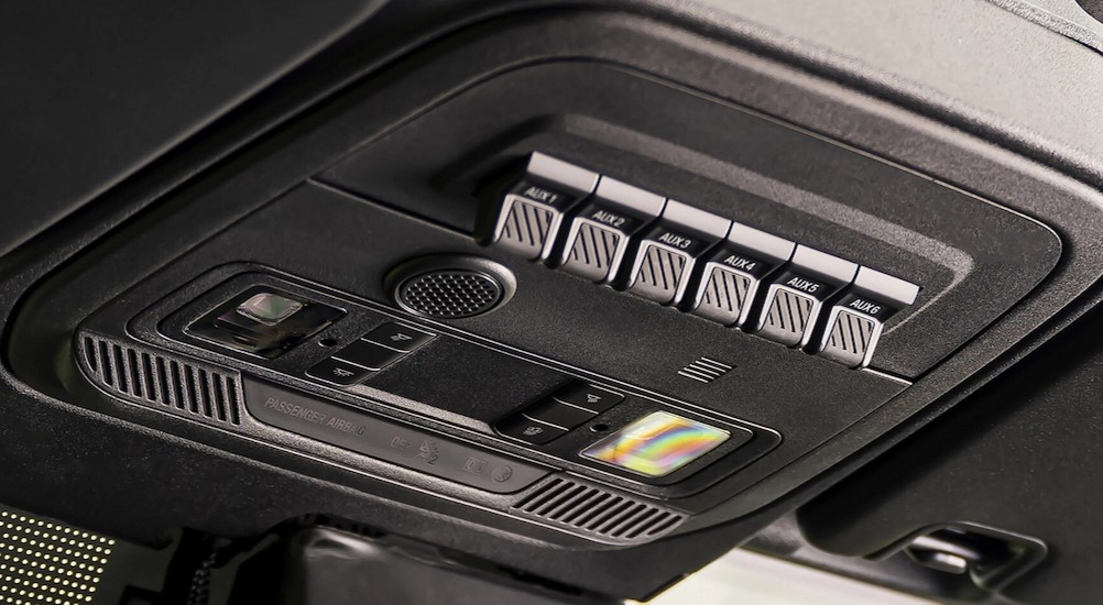 Close-up of the ceiling controls in a 2025 Ford Bronco.