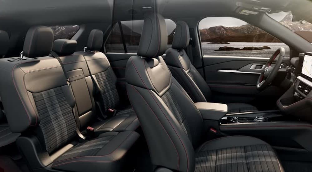 The gray interior in a 2026 Ford Explorer.