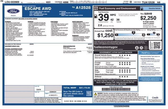 2026 Ford Escape Hybrid ST-Line Select