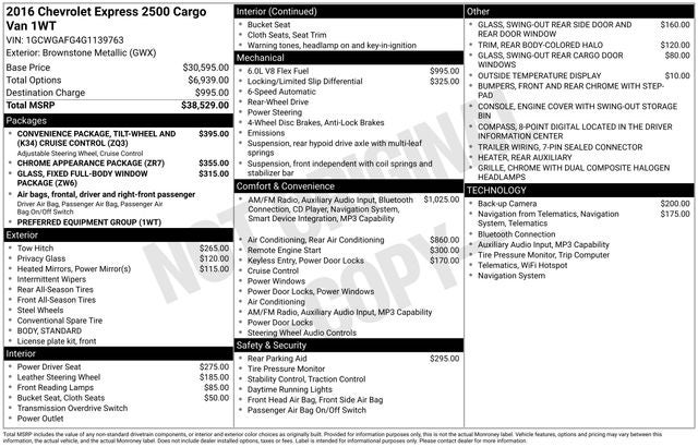 2016 Chevrolet Express 2500 Conversion Hi Roof