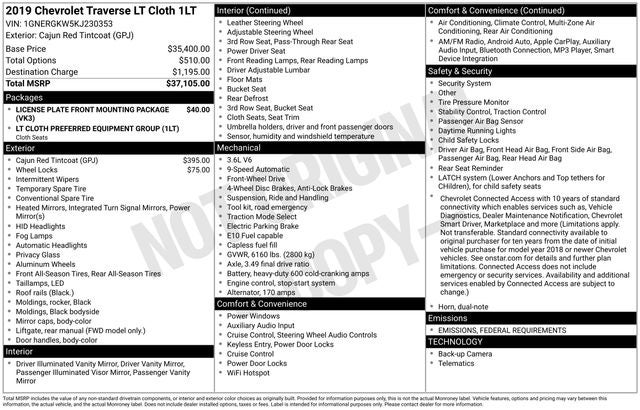 2019 Chevrolet Traverse LT Cloth w/1LT