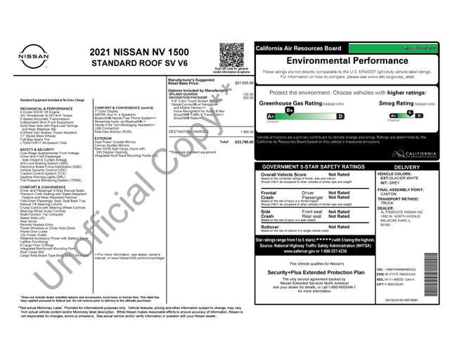 2021 Nissan NV1500 SV