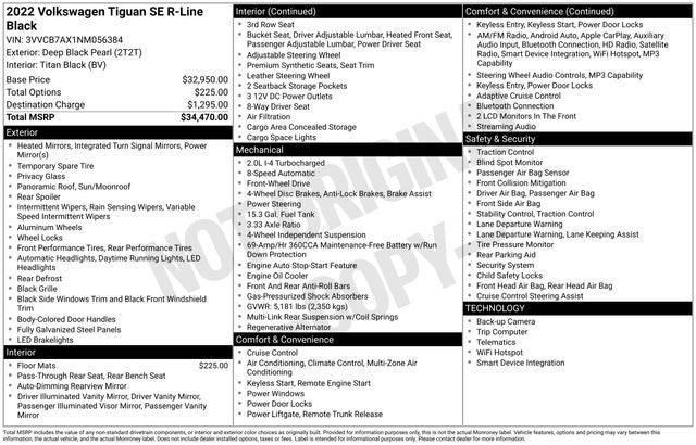 2022 Volkswagen Tiguan 2.0T SE R-Line Black