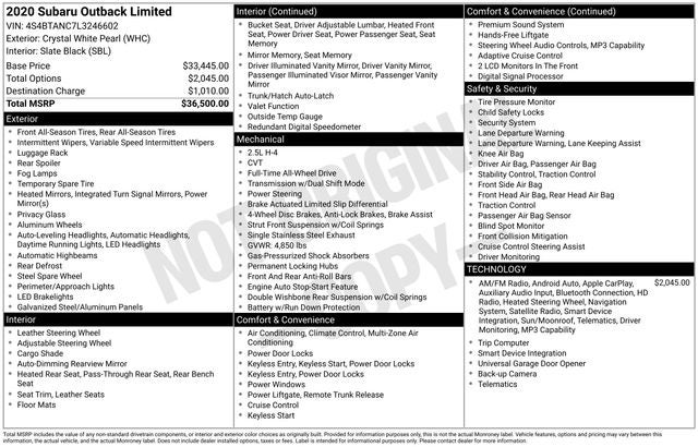 2020 Subaru Outback Limited