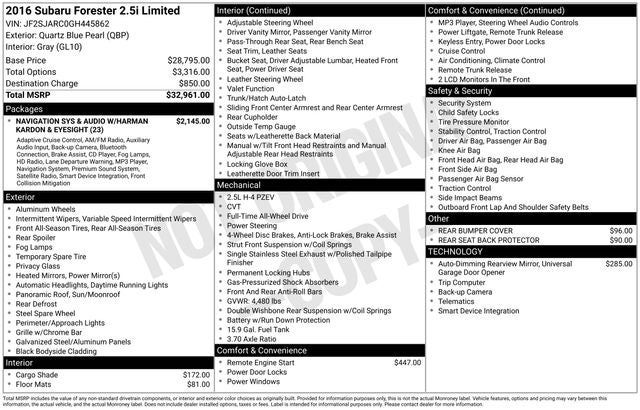 2016 Subaru Forester 2.5i Limited