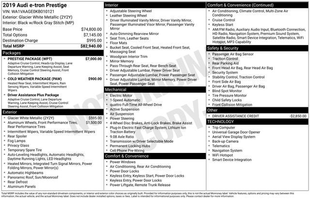2019 Audi e-tron Prestige quattro