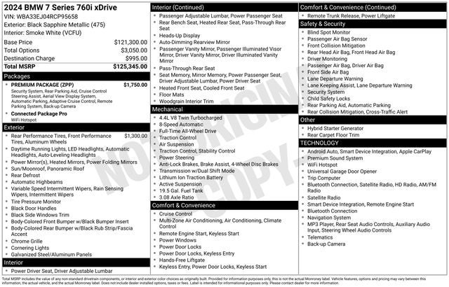 2024 BMW 7 Series 760i xDrive Premium Package M Aero