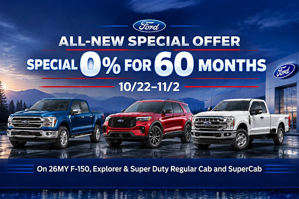 0%for 60 months on select 2026 Ford Models 