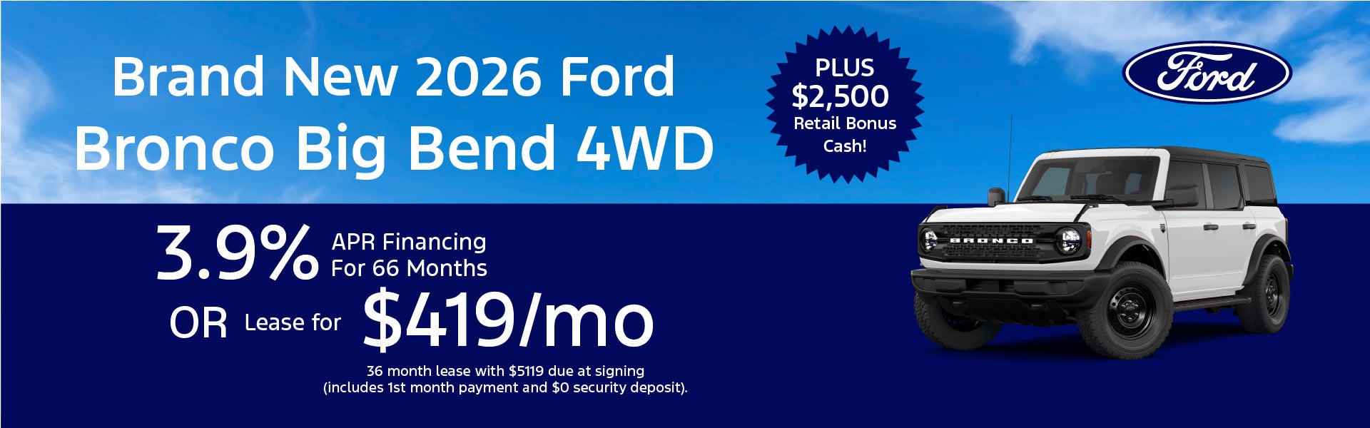 Brand New 2026 Ford Bronco Big Bend 4WD