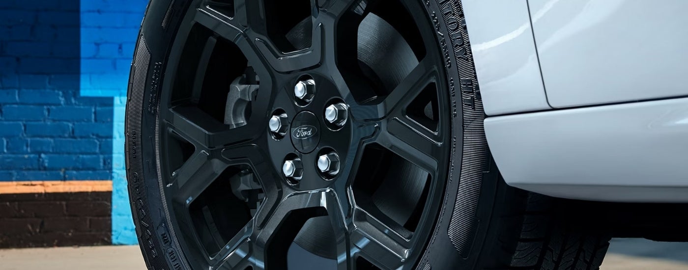 Black wheel on a white 2026 Ford Maverick